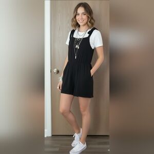 Shein Black Short Two Pockets Romper US 12